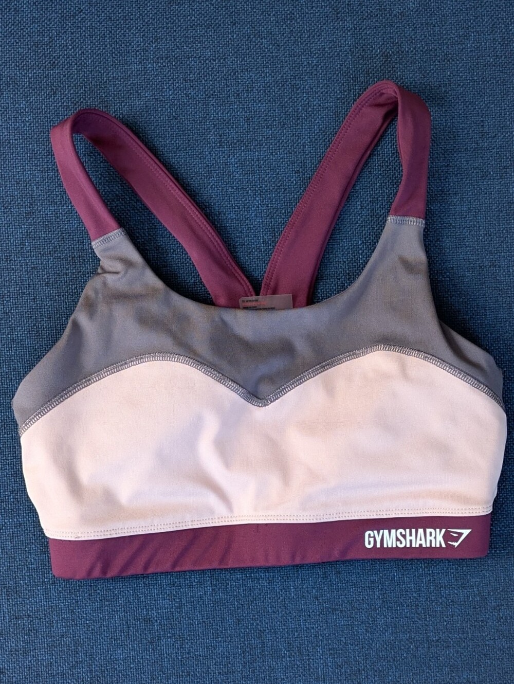 Gymshark Pink, Gray & Maroon Colorblock Sports Bra Padded Small Racerback